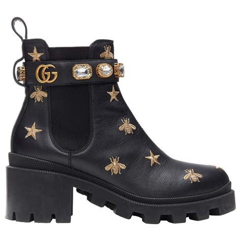 black gucci bee boots